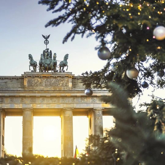 Titel: Brandenburger Tor behind christmas tree
		