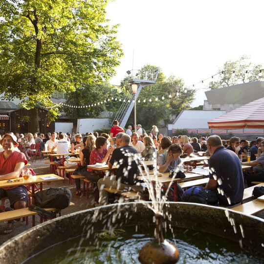 Prater beer garden in Berlin in summer