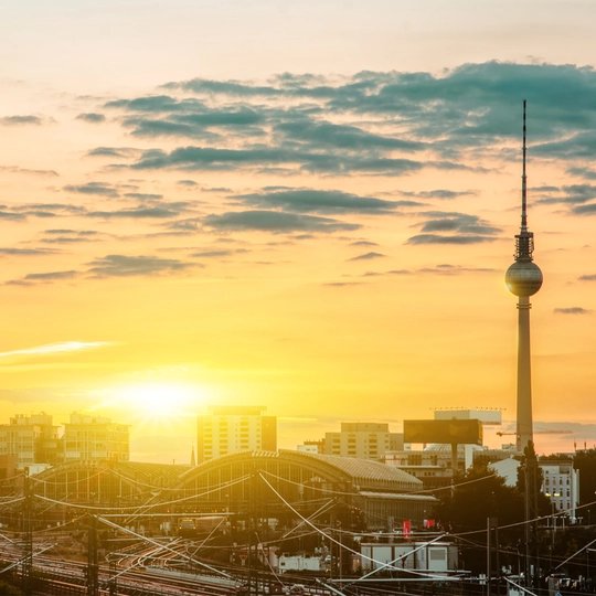 summer sunset over berlin with view on tv-tower