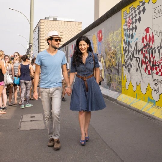 Parejita paseando justo a la East Side Gallery