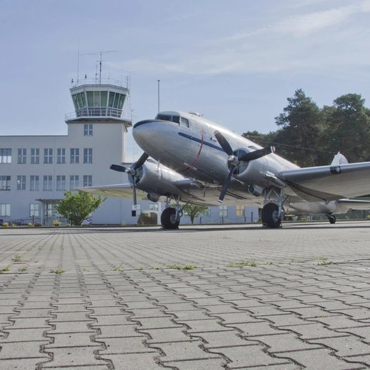 Plane infront of The Military History Museum at airport Gatow in Berlin