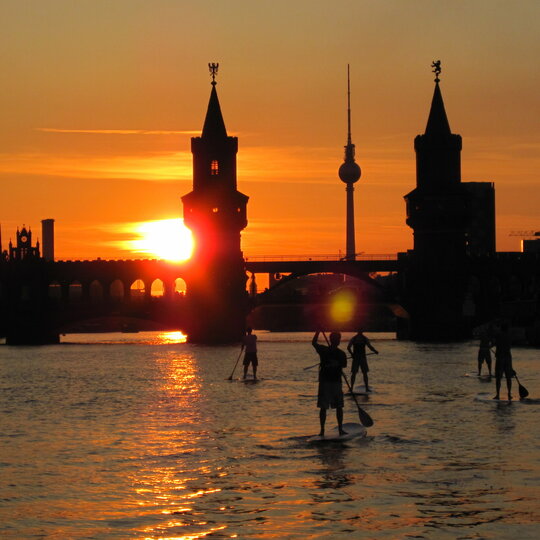 Stand Up Paddling on the river Spree
