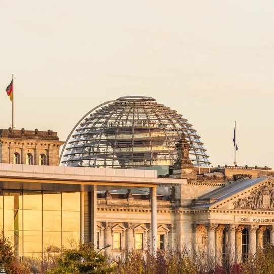 Dome of the Berlin Reichstag sight in warm light