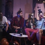 Group of friends celebrating Halloween