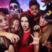 Group of creepy friends at the party