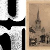 Ausstellungs-Visuals „Um Steine streiten“ und „Wer bestimmte in der Stadt?“ (Collage)