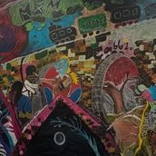 Lina Härer Zauberwald Welzheim - Bauernpep und guter Rap Pastel chalk on black paper 2,70 m x 3,90 m 2026