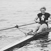 Liselotte Proll bei der Frühjahrsregatta in Grünau, 1954