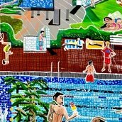 Freibad, 2025. Acrylic on canvas, 150 x 150 cm