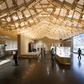 Ansicht der vom chinesischen Architekten Wang Shu gestalteten Deckenkonstruktion im Modul "Hofkunst Chinas"