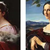 Sebastiano del Piombo, Junge Dame mit Fruchtkorb, Detail, 1512/13 | Wilhelm Schadow, Italienerin, Detail, 1831