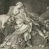 Daniel Chodowiecki, Der Abschied des Jean Calas von seiner Familie, Detail, 1768, Radierung, Abzug von der zweiten Platte