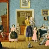 Wohnzimmer der Familie Hauschild, Gemälde von Eduard Gaertner (Ausschnitt), 1843