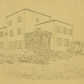 Heinrich Tessenow, Haus Freudenberg, Heidelberg, Gartenseite, Perspektivische Ansicht, 1927