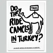 Esra Gülmen, Do They Ride Camels In Turkey?, aus der Serie „The brilliant questions I got asked because I’m Turkish“, 2019, Tusche auf Papier