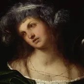 Girolamo Romanino, Salome mit dem Haupt Johannes des Täufers (Detail), um 1516–1517