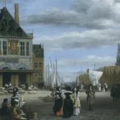 Jacob Isaacksz. van Ruisdael, Der Damplatz in Amsterdam (Detail), um 1675
