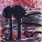 Zwei Bäume, Tuschezeichnung von Fritz Ascher, um 1957