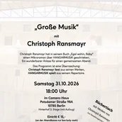 „Große Musik“ mit Christoph Ransmayr & HANGARMUSIK