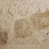 Malerhöhle, Kizil, 6. Jh. n. Chr, Fragment nach der Restaurierung und Rekonstruktion