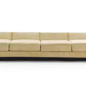 Haus Lemke, Viersitzige Schlafcouch mit Polsterkissen aus dem „Damenzimmer“. Entwurf Mies van der Rohe und Lilly Reich (?), 1934/35
