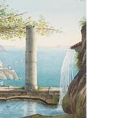 Zeichnung Felix Mendelssohn Bartholdys: Amalfi, vom Kloster aus gesehen, 2. Fassung, November 1836. Weihnachtsgeschenk für Cécile Jeanrenaud