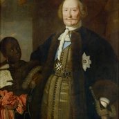 Pieter Nason: Prinz Johann Moritz von Nassau-Siegen, im Hintergrund ein junger schwarzer Diener