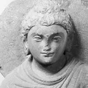 Buddha, Detail, Pakistan, 1.-3. Jahrhundert, Schiefer