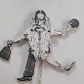 Hampelmann Figur mit langem Bart und Gesicht Friedrich Ludwig Jahns