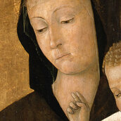 Detail: Gentile Bellini, Maria mit dem Kind und einem Stifterpaar. Um 1460