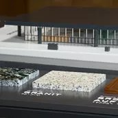 Tastmodell Neue Nationalgalerie, Detailansicht Materialmuster