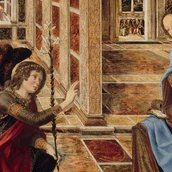 Piero del Pollaiuolo: Die Verkündigung an Maria (Detail), um 1470. Piero del Pollaiuolo: Die Verkündigung an Maria (Detail), um 1470.