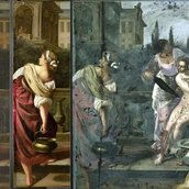 Artemisia Gentileschi, Bathseba im Bade, GK I 5392, verschiedene Zustände während der Restaurierung