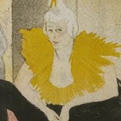 Henri de Toulouse-Lautrec, Die sitzende Clownin, Fräulein Chao-U-Kao, aus der Folge „Elles“ –1. Tafel, Lithografie, Schwarz auf Velin, 36,3 x 37 cm