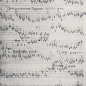 Schwarz-weiss Bild der Partitur