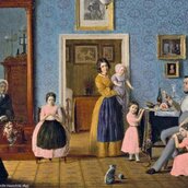 Wohnzimmer der Familie Hauschild, Gemälde von Eduard Gaertner, 1843