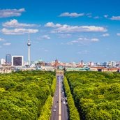 Berlin skyline with Tiergarten park in summer, Germany