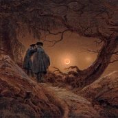 Caspar David Friedrich, Zwei Männer in Betrachtung des Mondes, 1819-20 (Staatl. Kunstsammlungen Dresden)