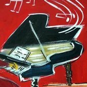 Piano, gemalt.
