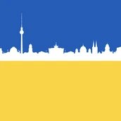 Skyline Berlin in Ukraine Farben