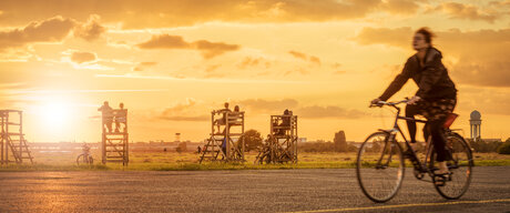 a cyclist on the Tempelhof Field