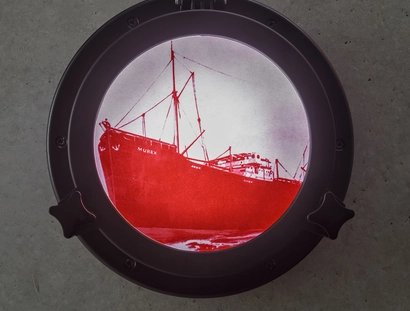 Monira Al Qadiri, SS Murex (series) (2023), Lightbox installation, 25 x 25 x 7cm