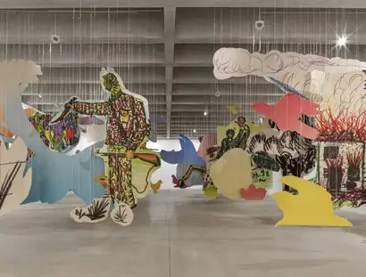 Petrit Halilaj, Very Volcanic over this Green Feather, 2021, Installationsansicht, Tate St Ives