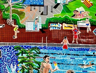 Freibad, 2025. Acrylic on canvas, 150 x 150 cm