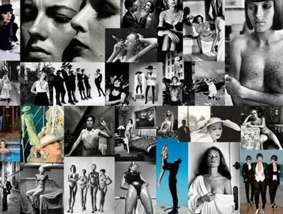 Collage of various pictures by Helmut Newton, featured in the film Intermezzo. Revisiting Helmut Newton