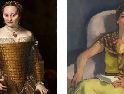 Sofonisba Anguissola, Bianca Ponzoni Anguissola, Detail, 1557 | Eugen Spiro, Die Gattin des Künstlers, Detail, 1929