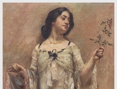 Lovis Corinth, Portrait Charlotte Berend im weißen Kleid, 1902 (Ausschnitt)