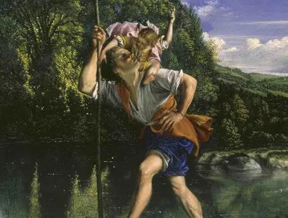 Orazio Gentileschi, Landschaft mit dem Heiligen Christopherus, Detail