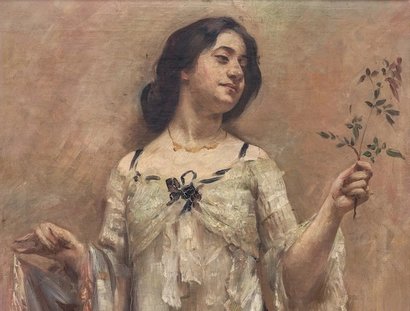 Lovis Corinth, Porträt Charlotte Berend im weißen Kleid, 1902