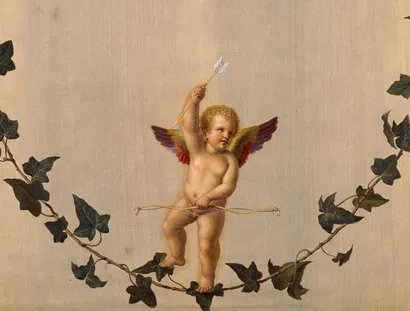 Adolf Senff: Amor auf einer zwischen Rosenbouquets hängenden Efeuranke, 1823 © SPSG / Daniel Lindner